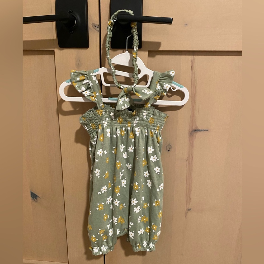 7 For All Mankind 12m Girls Floral Romper NWOT